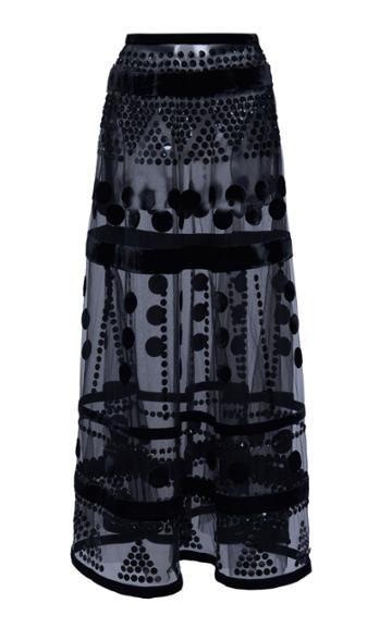 Valentino Sequin-embellished Flocked Tulle Maxi Skirt