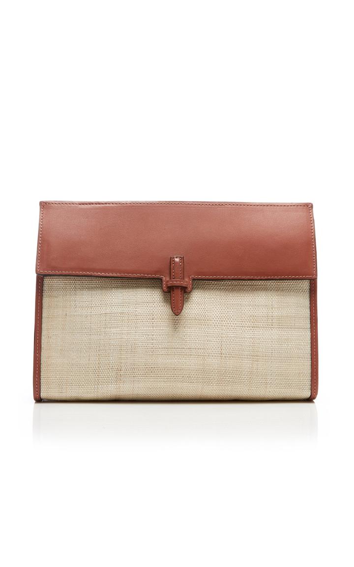 Hunting Season Small Leather-trimmed Woven Clutch