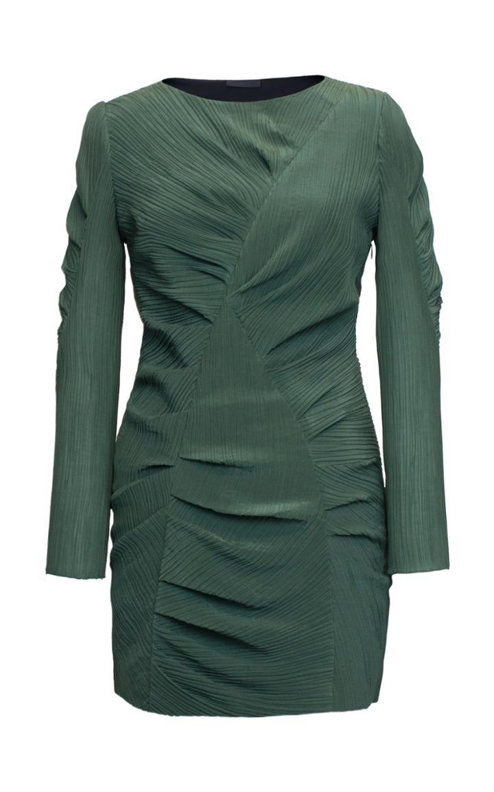 Lake Studio Ruched Paneled Silk And Cotton Blend Mini Dress