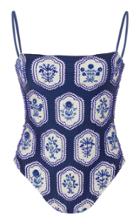 Agua By Agua Bendita Nativa Embroidered Open-back Swimsuit