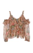 Needle & Thread Paradise Rose Cold Shoulder Shimmer Top