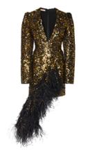 Michael Kors Collection Paillette Asymmetric Feather Dress