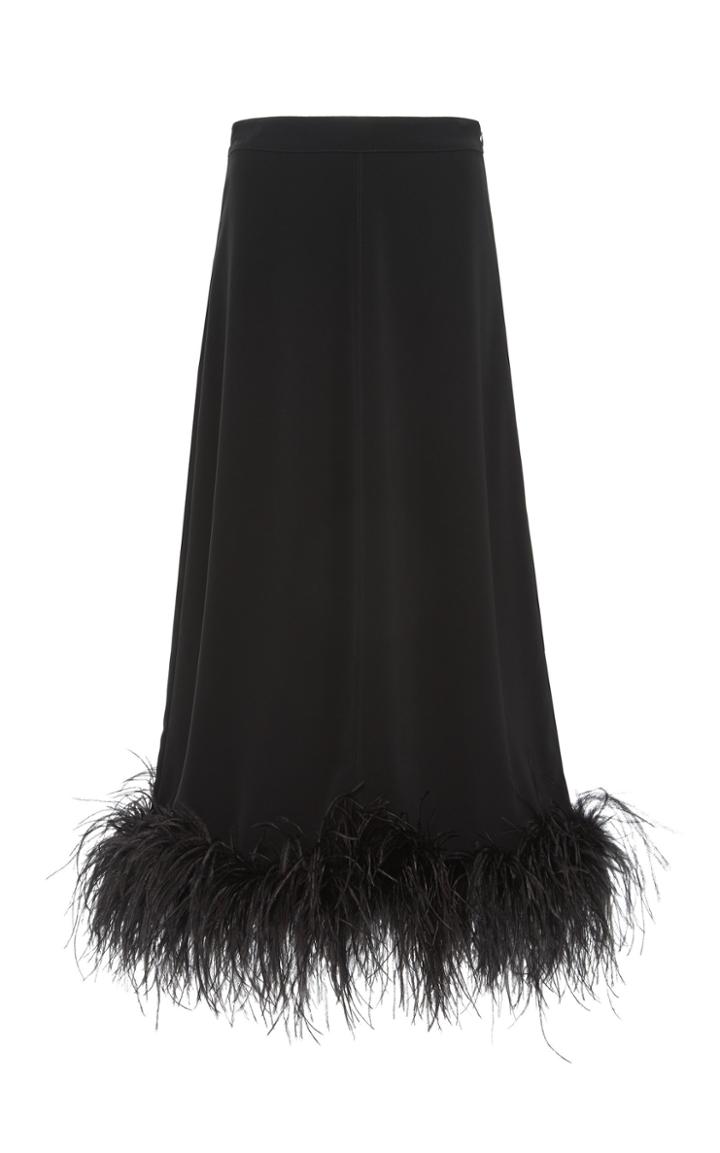 Co Feather-trimmed Crepe Midi Skirt