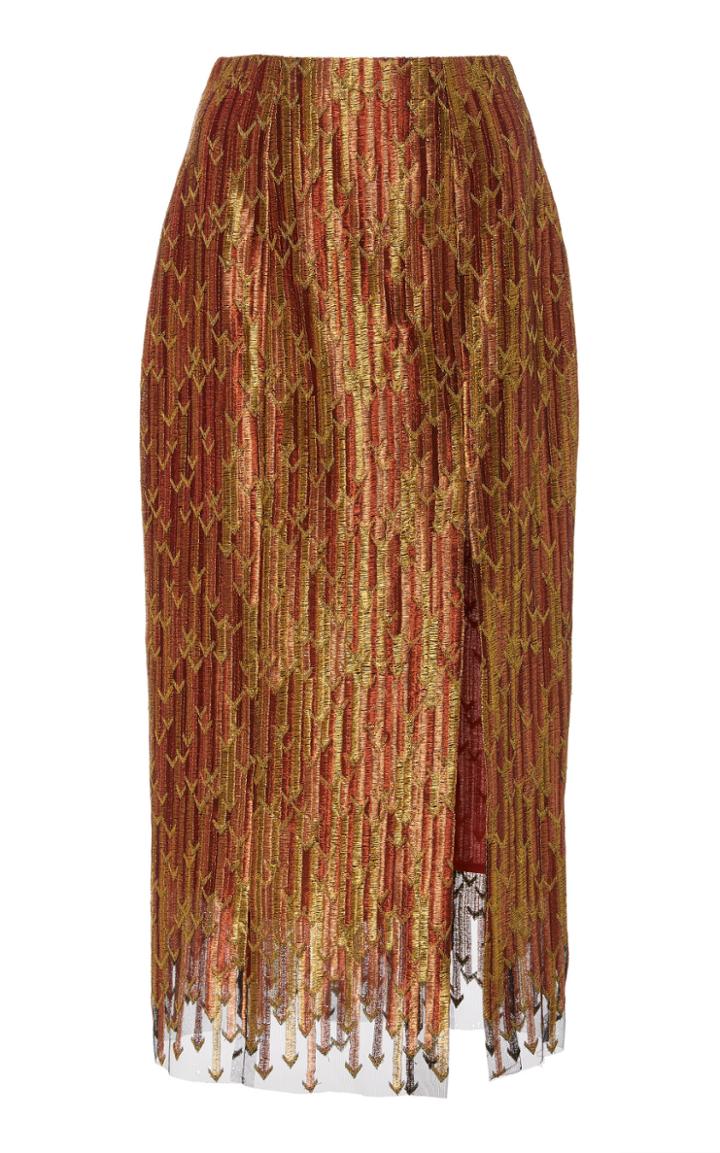 Markarian Exclusive Caterina Pleated Brocade Pencil Skirt