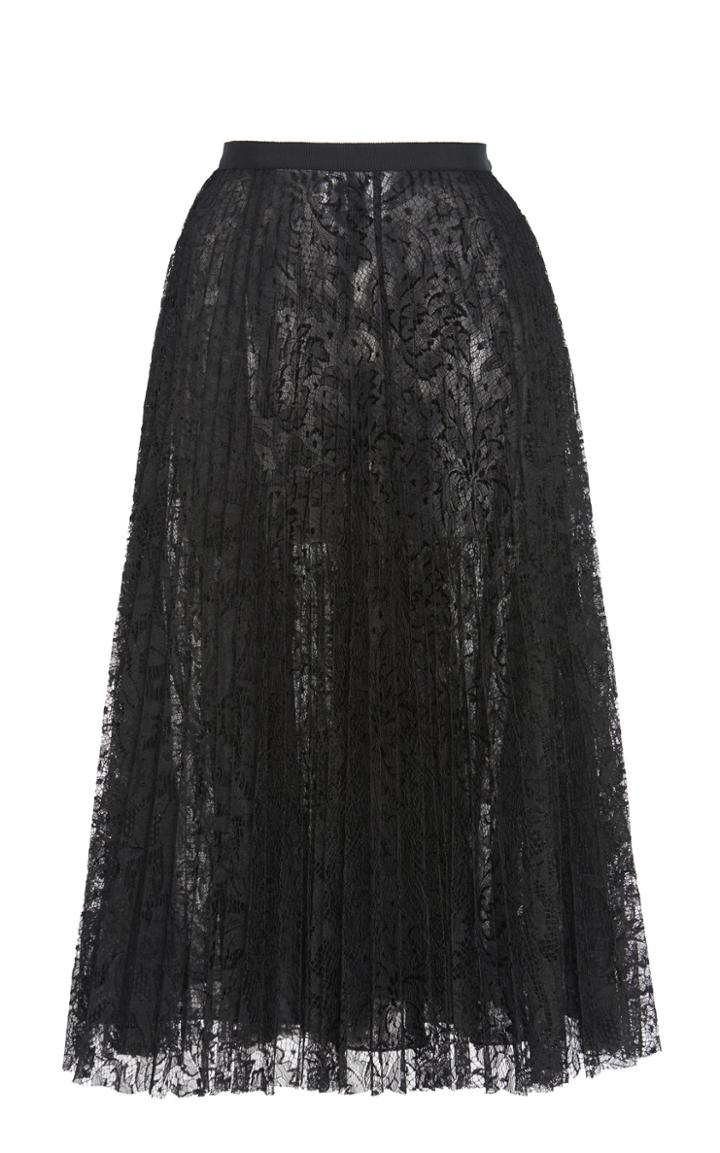 Andrew Gn Pleated Lace Midi Skirt
