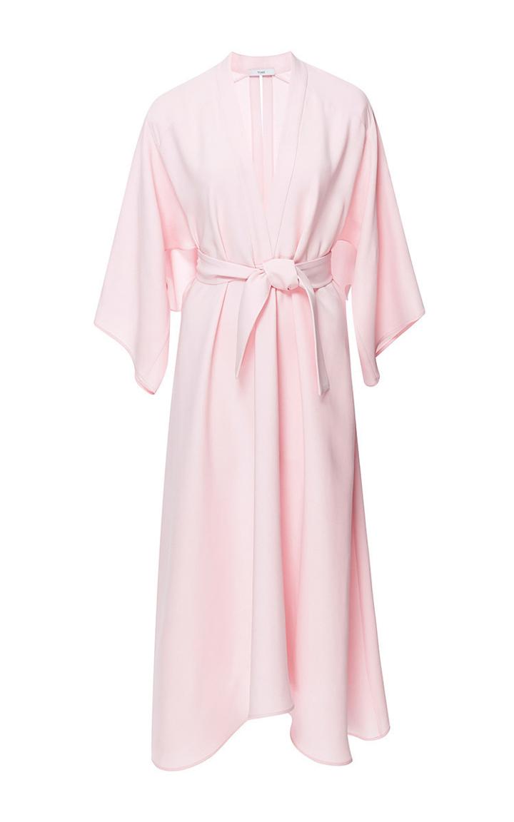 Tome Pink Silk Crepe V-neck Dress