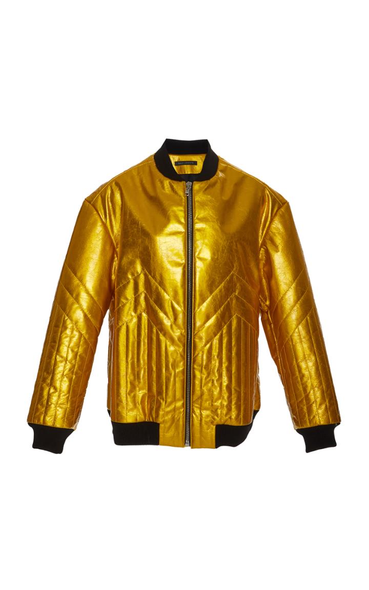 Sally Lapointe Metallic Leather Quilted Bomber