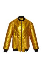 Sally Lapointe Metallic Leather Quilted Bomber