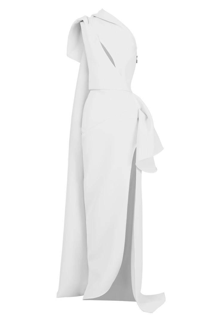 Maticevski Butterfly One-shoulder Gathered Cady Gown