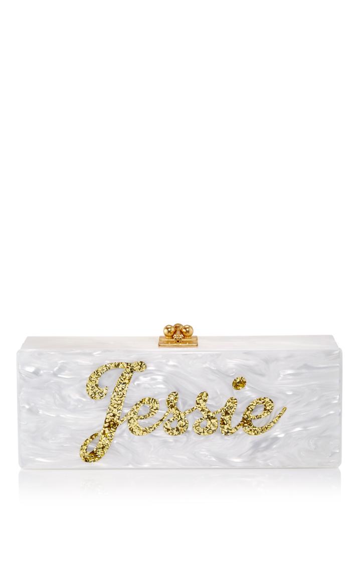 Edie Parker Flavia Bespoke Clutch In White