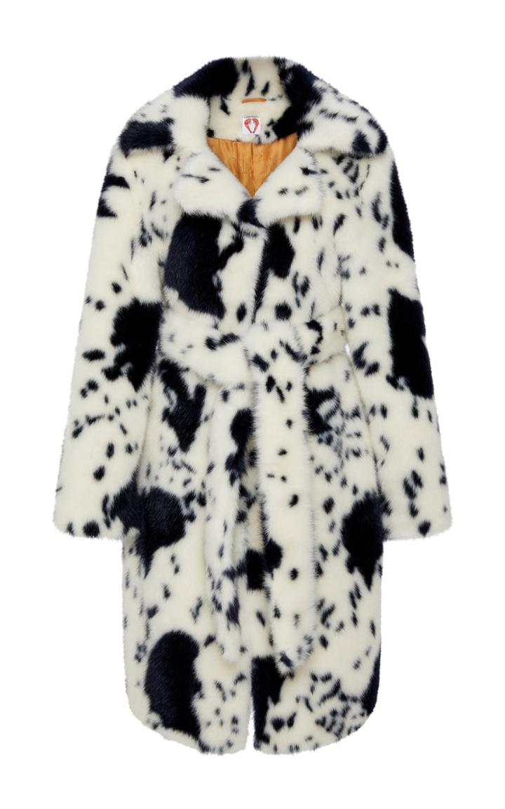 Shrimps Esme Cow Print Fur Coat