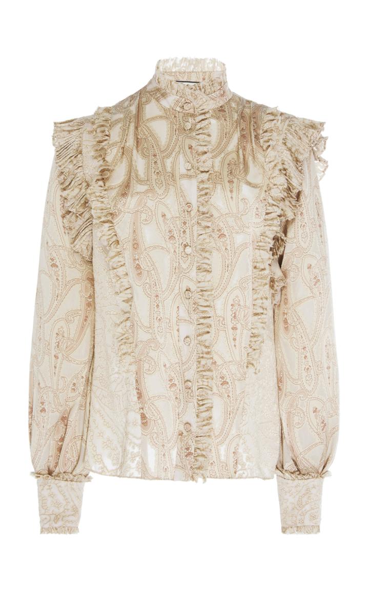 Alexis Eline Ruffled-trim Paisley Blouse