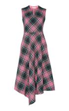 Delpozo Bias Cut Plaid Tweed Midi Dress