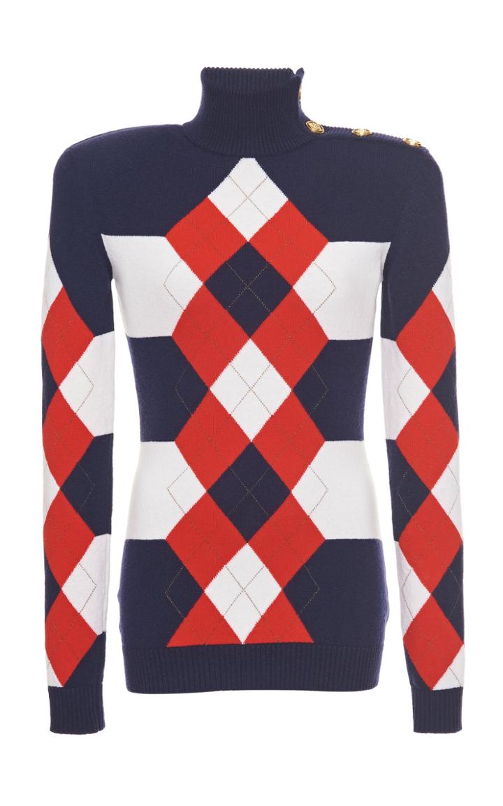 Moda Operandi Balmain Color-block Jacquard Sweater