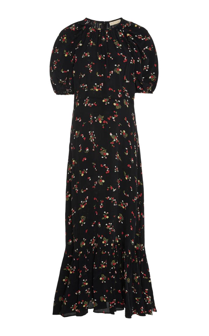 Bytimo Floral-print Crepe De Chine Midi Dress Size: Xs