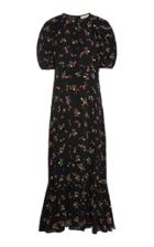 Bytimo Floral-print Crepe De Chine Midi Dress Size: Xs