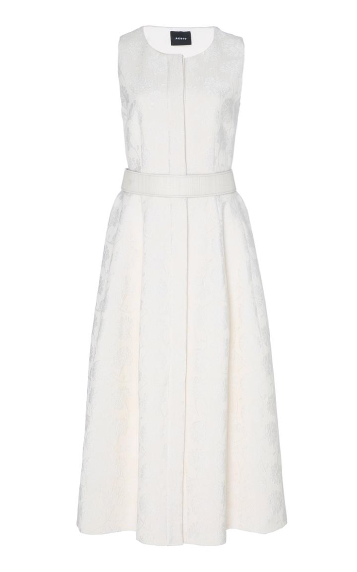 Akris Belted Cotton-jacquard Midi Dress