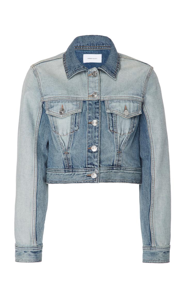 Current/elliott Reversed Trucker Cropped Denim Jacket