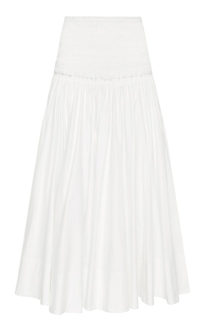 Moda Operandi Aje Cascade Smocked Cotton Midi Skirt