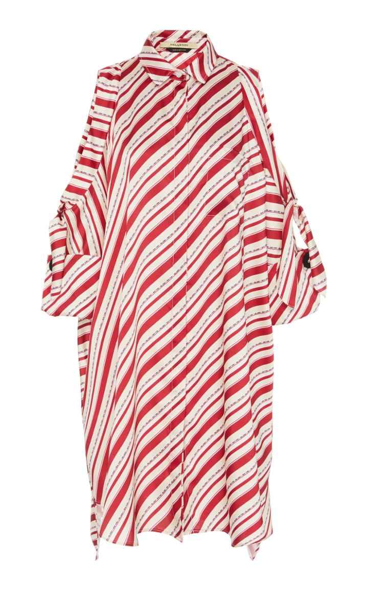 Hellessy Tania Open-shoulder Stripe Twill Tunic Top