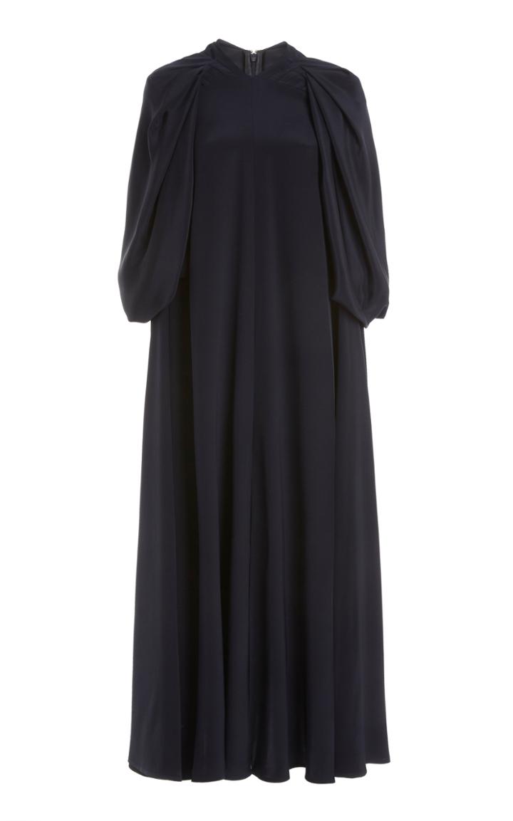 Moda Operandi Victoria Beckham Pleated Double-faced Crepe Cape Jumpsuit