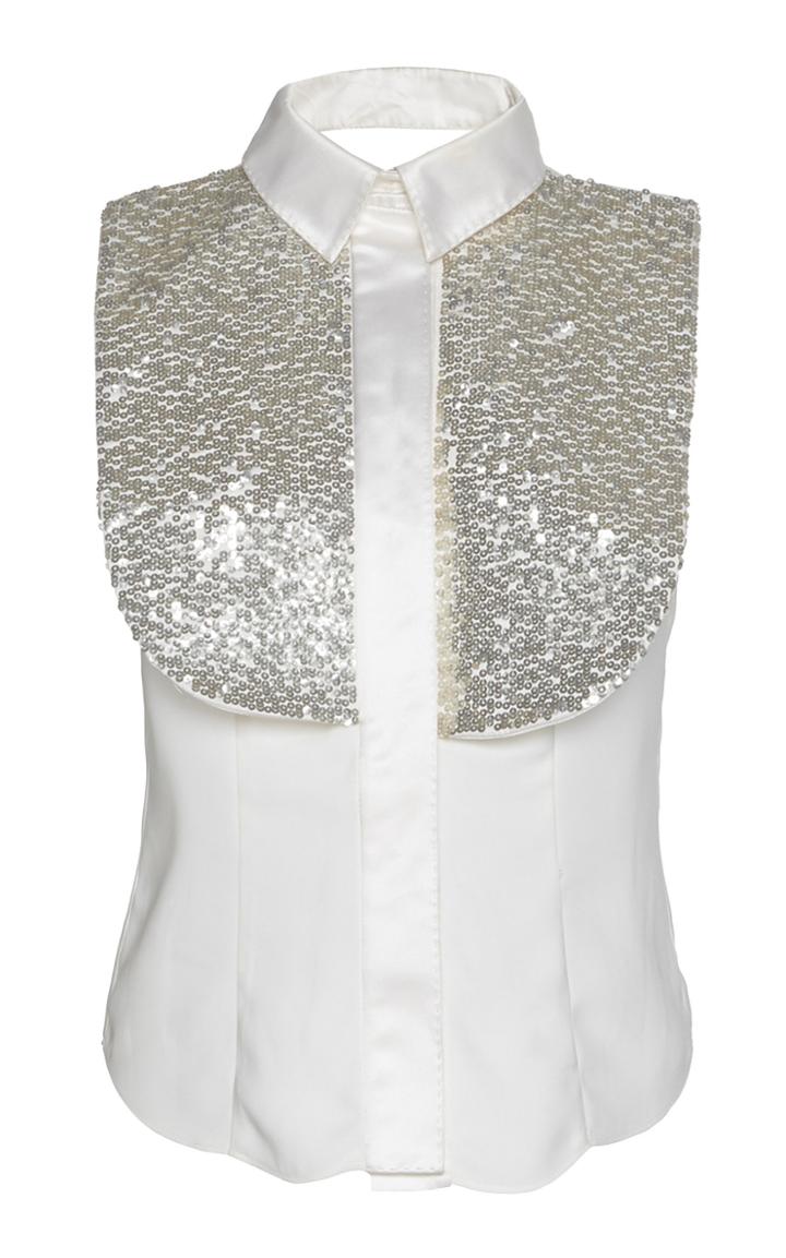 Ralph & Russo Embellished Silk-blend Bib Top