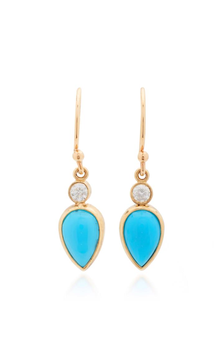 Zo Chicco Turquoise Teardrop Diamond Earrings