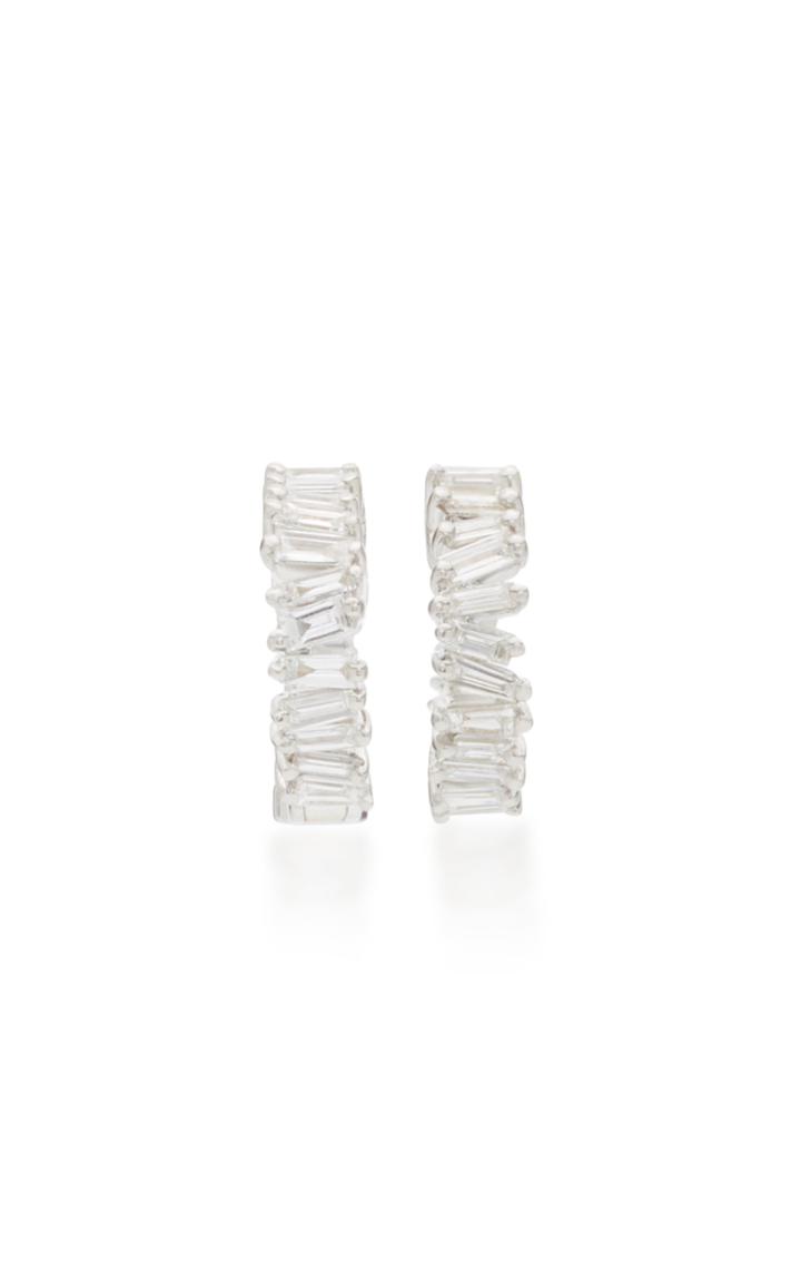 Suzanne Kalan 18k White Gold Mini Diamond Hoop Earrings