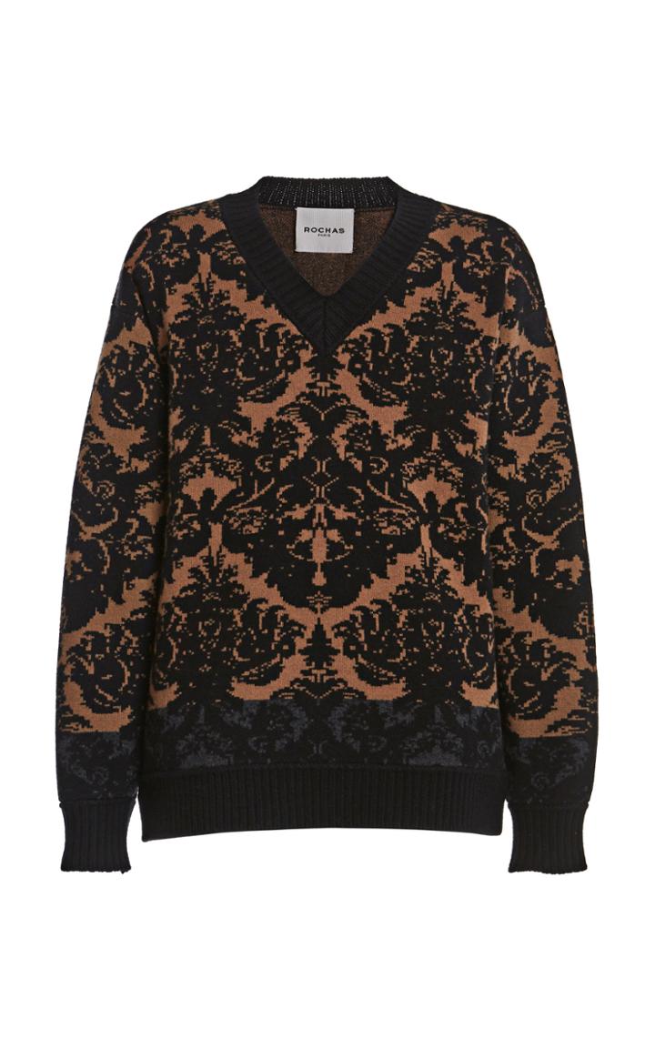 Moda Operandi Rochas V-neck Printed Sweater