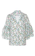 Gl Hrgel Printed Linen Flared Sleeve Shirt