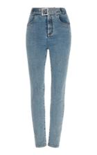 Alessandra Rich Embellished Belted High-rise Skinny Jeans