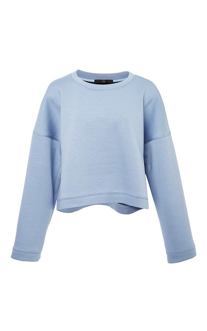 Tibi Luxe Double Faced Oversized Crop Sweatshirt