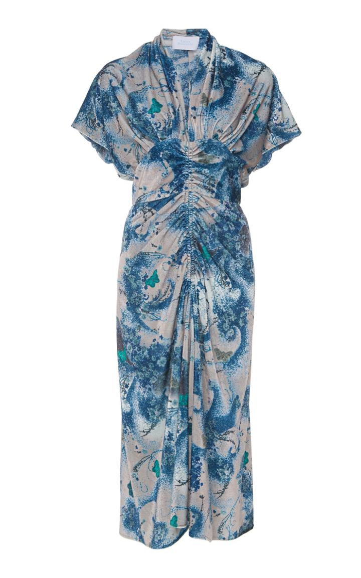 Luisa Beccaria Ruched Printed Dress