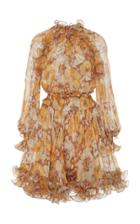 Zimmermann Ruffled Floral-print Silk-chiffon Mini Dress Size: 0