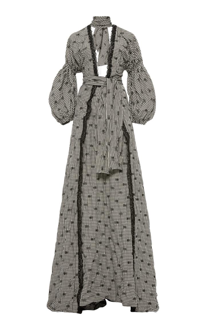 Jonathan Simkhai Smocked Gingham Gown