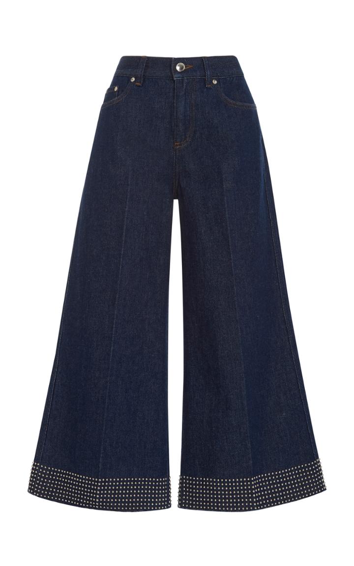 Red Valentino Cropped Stud Denim Trousers