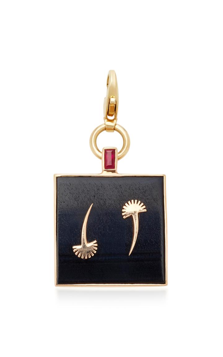 Dezso Petite Charm Witth Blue Tiger's Eye And Gemfields Ruby