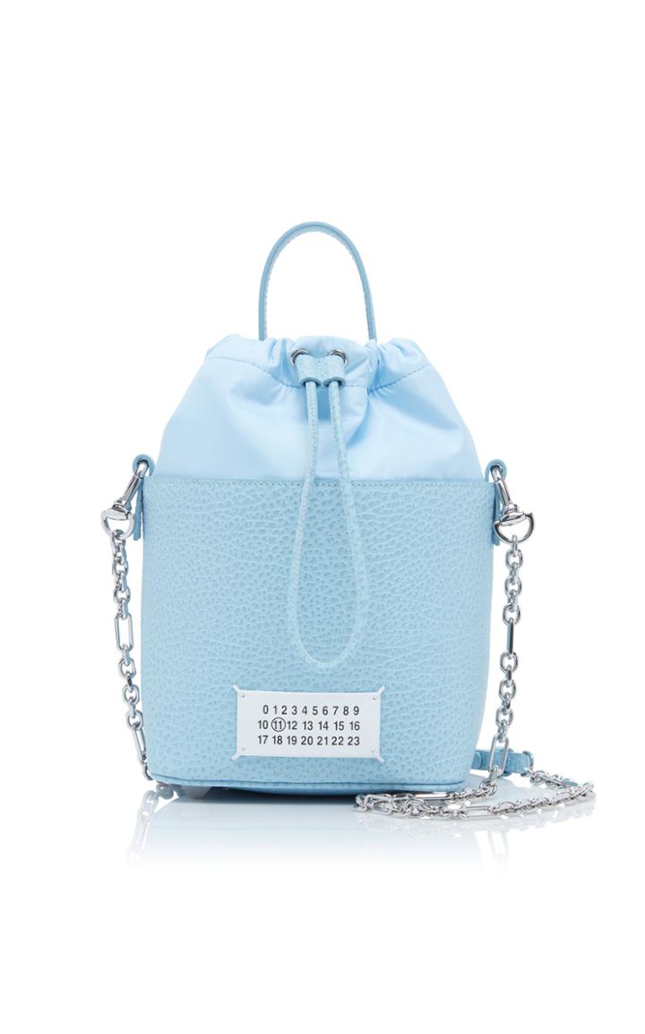 Maison Margiela Appliqud Faux Textured Leather And Cotton Bucket Bag