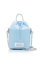 Maison Margiela Appliqud Faux Textured Leather And Cotton Bucket Bag
