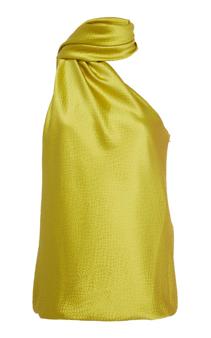 Brandon Maxwell High Neck Satin Top
