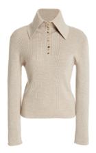 Moda Operandi Deveaux Harper Button-detailed Ribbed-knit Wool Top