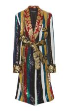 Dolce & Gabbana Jacquard-trimmed Striped Sequined Coat