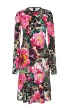 Naeem Khan Printed Long Sleeve Knee Length Dress