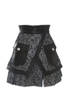 Balmain Leather Trimmed Mini Skirt