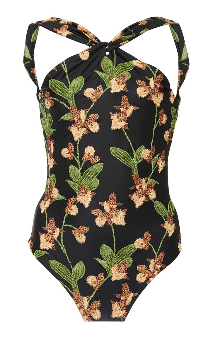 Moda Operandi Agua By Agua Bendita Camelia Jardin Embroidered One Piece