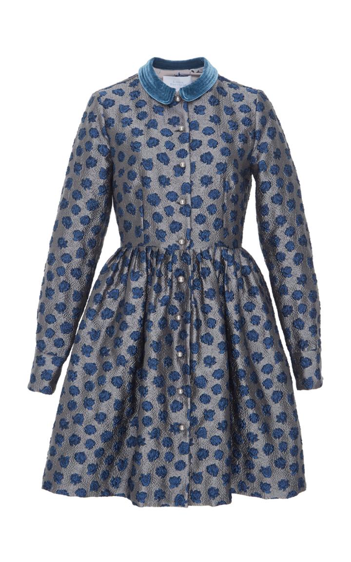 Luisa Beccaria Long Sleeve Jacquard Dress