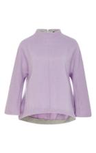 Tibi Lavender Wool Blend Cropped Sleeve Top