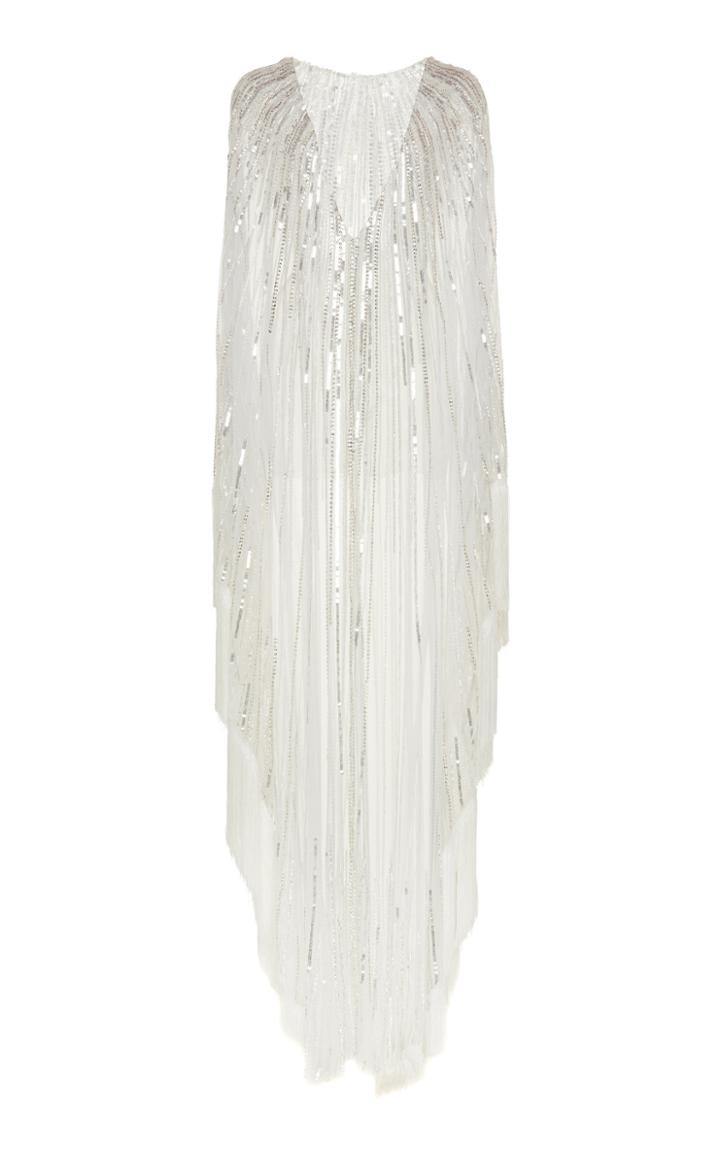 Alberta Ferretti Tulle Embellished Poncho Dress