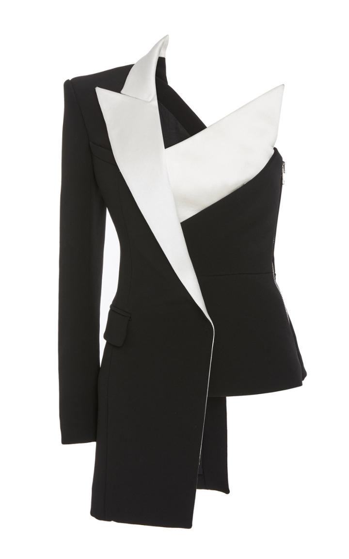 Balmain Asymmetric Contrast Crepe Top