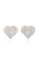 Alessandra Rich Small Heart Silver-tone Crystal Earrings